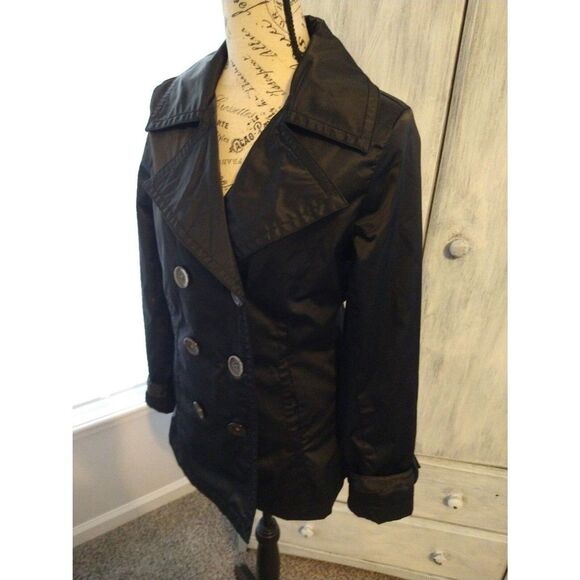 Merona black Button.Jacket Medium Black Y2K Classic Sleek City - Picture 3 of 8